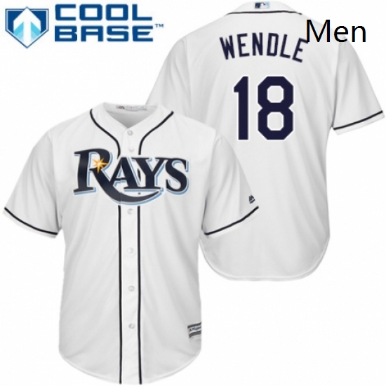 Mens Majestic Tampa Bay Rays 18 Joey Wendle Replica White Home Cool Base MLB Jersey