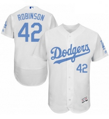 Mens Majestic Los Angeles Dodgers 42 Jackie Robinson Authentic White 2016 Fathers Day Fashion Flex B