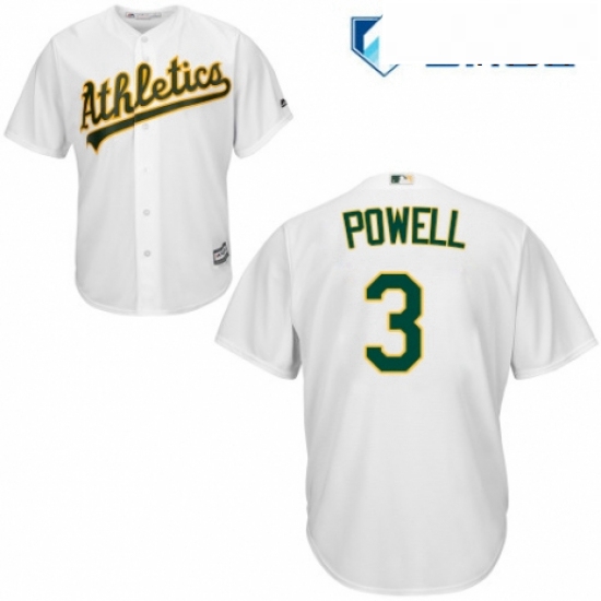 Mens Majestic Oakland Athletics 3 Boog Powell Replica White Home Cool Base MLB Jersey