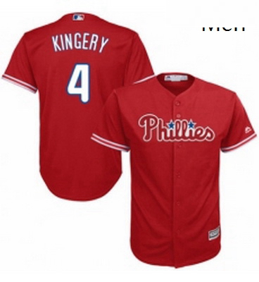 Mens Majestic Philadelphia Phillies 4 Scott Kingery Replica Red Alternate Cool Base MLB Jersey