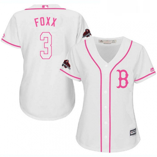 Womens Majestic Boston Red Sox 3 Jimmie Foxx Authentic White Fashion 2018 World Series Champions MLB