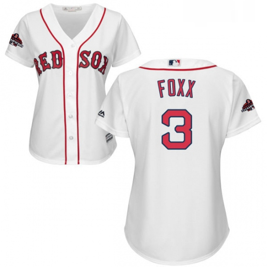 Womens Majestic Boston Red Sox 3 Jimmie Foxx Authentic White Home 2018 World Series Champions MLB Je