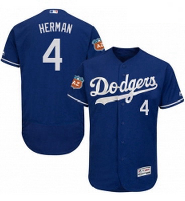 Mens Majestic Los Angeles Dodgers 4 Babe Herman Royal Blue Flexbase Authentic Collection MLB Jersey