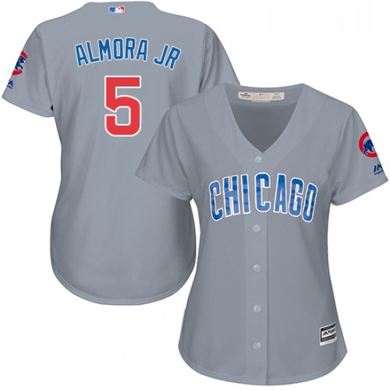 Womens Majestic Chicago Cubs 5 Albert Almora Jr Authentic Grey Road MLB Jersey