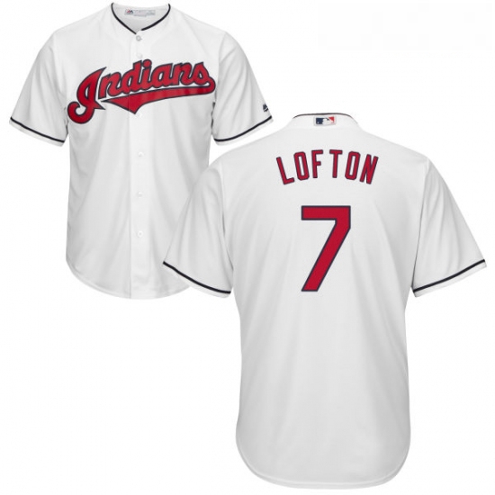 Youth Majestic Cleveland Indians 7 Kenny Lofton Replica White Home Cool Base MLB Jersey