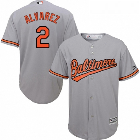 Youth Majestic Baltimore Orioles 2 Pedro Alvarez Authentic Grey Road Cool Base MLB Jersey