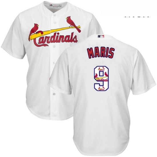 Mens Majestic St Louis Cardinals 9 Roger Maris Authentic White Team Logo Fashion Cool Base MLB Jerse