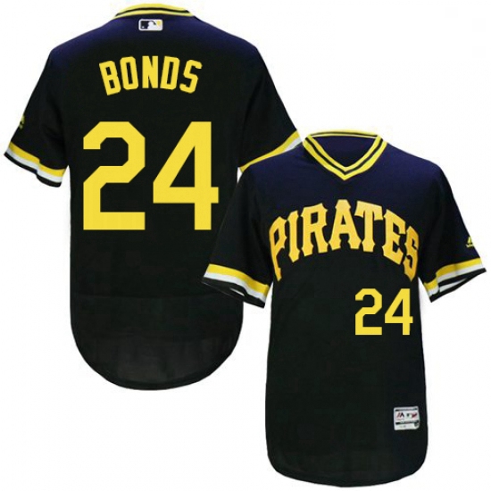 Mens Majestic Pittsburgh Pirates 24 Barry Bonds Black Flexbase Authentic Collection Cooperstown MLB 