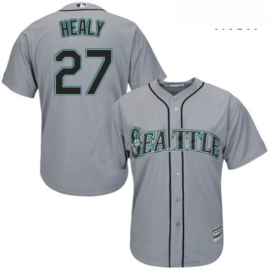 Mens Majestic Seattle Mariners 27 Ryon Healy Replica Grey Road Cool Base MLB Jersey