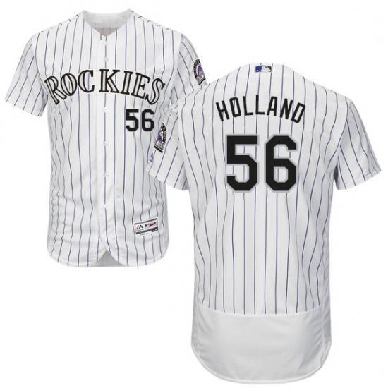 Mens Majestic Colorado Rockies 56 Greg Holland White Flexbase Authentic Collection MLB Jersey