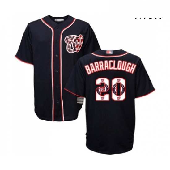 Mens Washington Nationals 20 Kyle Barraclough Authentic Navy Blue Team Logo Fashion Cool Base Baseba