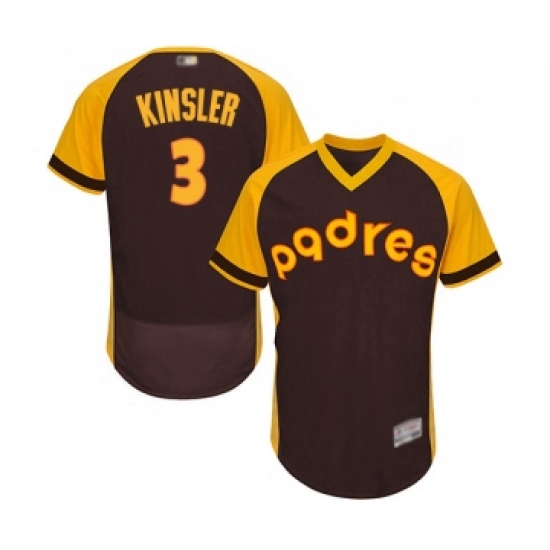 Mens San Diego Padres 3 Ian Kinsler Brown Alternate Cooperstown Authentic Collection MLB Jersey Flex