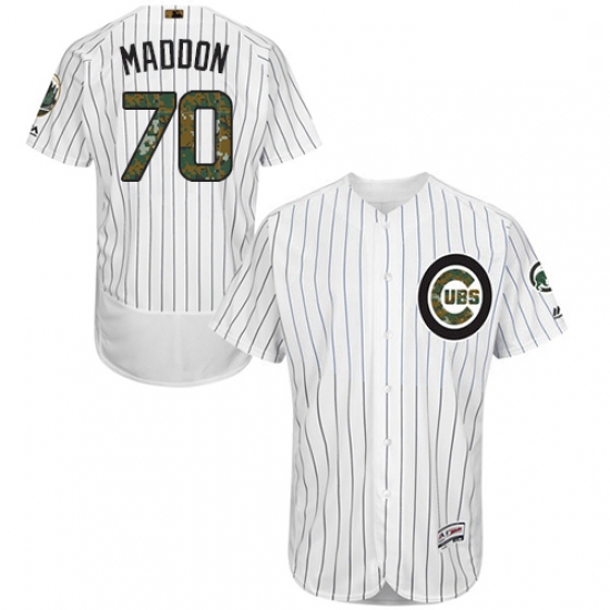 Mens Majestic Chicago Cubs 70 Joe Maddon Authentic White 2016 Memorial Day Fashion Flex Base MLB Jer