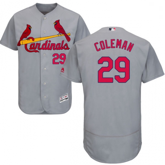 Mens Majestic St Louis Cardinals 29 Vince Coleman Grey Road Flex Base Authentic Collection MLB Jerse