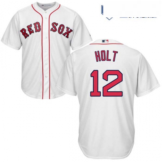 Mens Majestic Boston Red Sox 12 Brock Holt Replica White Home Cool Base MLB Jersey