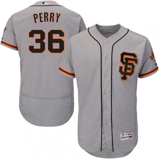 Mens Majestic San Francisco Giants 36 Gaylord Perry Grey Alternate Flex Base Authentic Collection ML