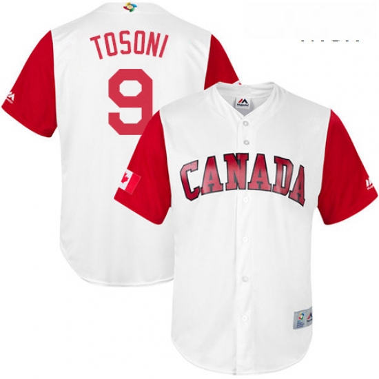 Mens Canada Baseball Majestic 9 Rene Tosoni White 2017 World Baseball Classic Replica Team Jersey