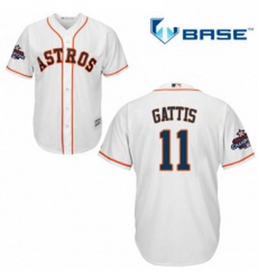 Youth Majestic Houston Astros 11 Evan Gattis Authentic White Home 2017 World Series Champions Cool B