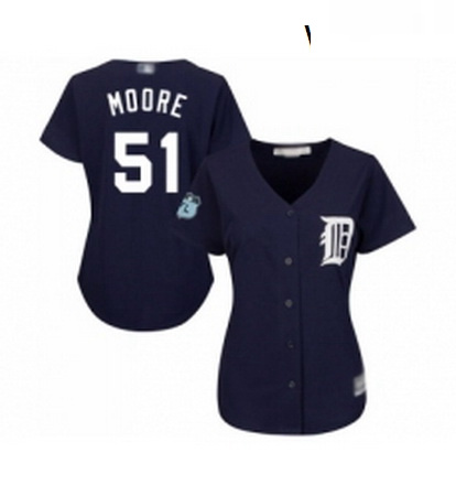 Womens Detroit Tigers 51 Matt Moore Replica Navy Blue Alternate Cool Base Baseball Jersey