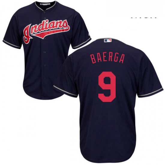 Mens Majestic Cleveland Indians 9 Carlos Baerga Replica Navy Blue Alternate 1 Cool Base MLB Jersey