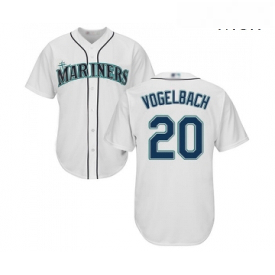 Mens Seattle Mariners 20 Dan Vogelbach Replica White Home Cool Base Baseball Jersey