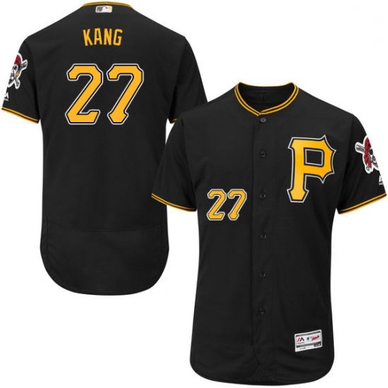 Mens Majestic Pittsburgh Pirates 27 Jung ho Kang Black Alternate Flex Base Authentic Collection MLB 