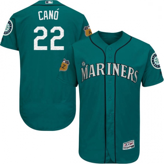 Mens Majestic Seattle Mariners 22 Robinson Cano Aqua 2017 Spring Training Authentic Collection MLB J