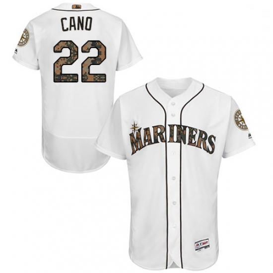 Mens Majestic Seattle Mariners 22 Robinson Cano Authentic White 2016 Memorial Day Fashion Flex Base 