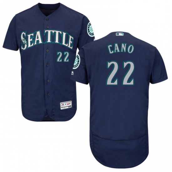 Mens Majestic Seattle Mariners 22 Robinson Cano Navy Blue Alternate Flex Base Authentic Collection M