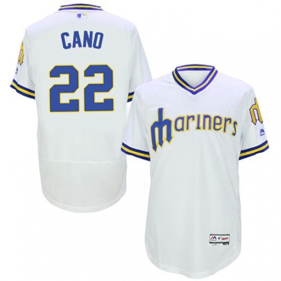 Mens Majestic Seattle Mariners 22 Robinson Cano White Flexbase Authentic Collection Cooperstown MLB 