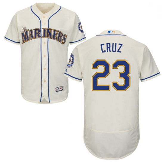 Mens Majestic Seattle Mariners 23 Nelson Cruz Cream Alternate Flex Base Authentic Collection MLB Jer