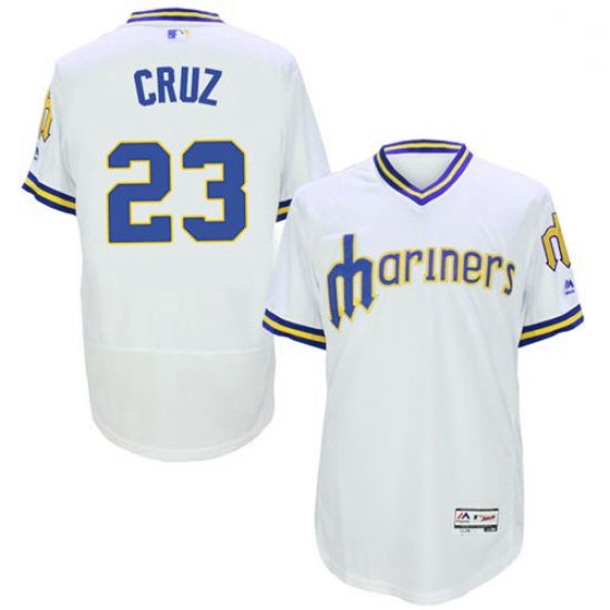 Mens Majestic Seattle Mariners 23 Nelson Cruz White Flexbase Authentic Collection Cooperstown MLB Je