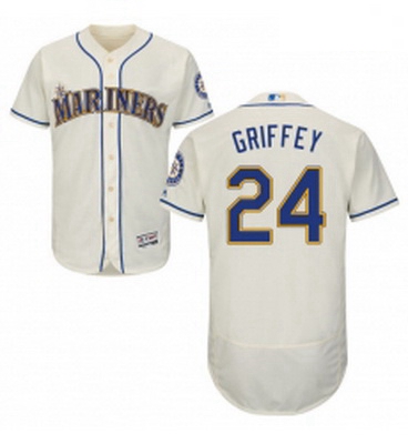 Mens Majestic Seattle Mariners 24 Ken Griffey Cream Alternate Flex Base Authentic Collection MLB Jer