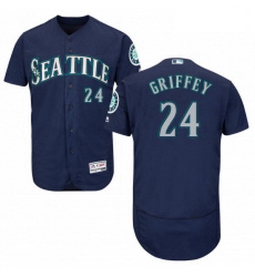 Mens Majestic Seattle Mariners 24 Ken Griffey Navy Blue Alternate Flex Base Authentic Collection MLB