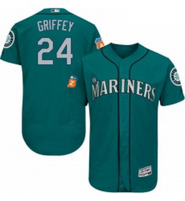 Mens Majestic Seattle Mariners 24 Ken Griffey Teal Green Alternate Flex Base Authentic Collection ML