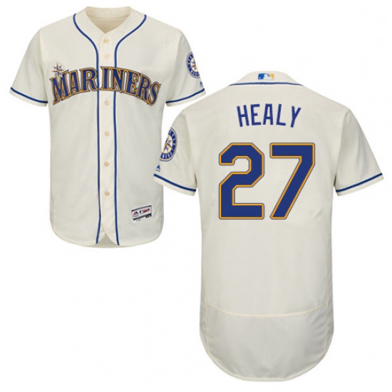 Mens Majestic Seattle Mariners 27 Ryon Healy Cream Alternate Flex Base Authentic Collection MLB Jers