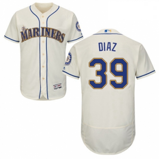 Mens Majestic Seattle Mariners 39 Edwin Diaz Cream Alternate Flex Base Authentic Collection MLB Jers