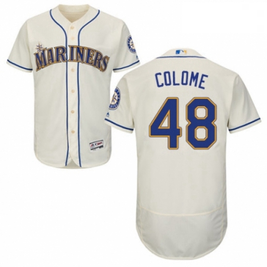 Mens Majestic Seattle Mariners 48 Alex Colome Cream Alternate Flex Base Authentic Collection MLB Jer