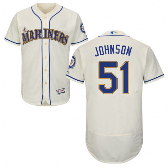 Mens Majestic Seattle Mariners 51 Randy Johnson Cream Alternate Flex Base Authentic Collection MLB J