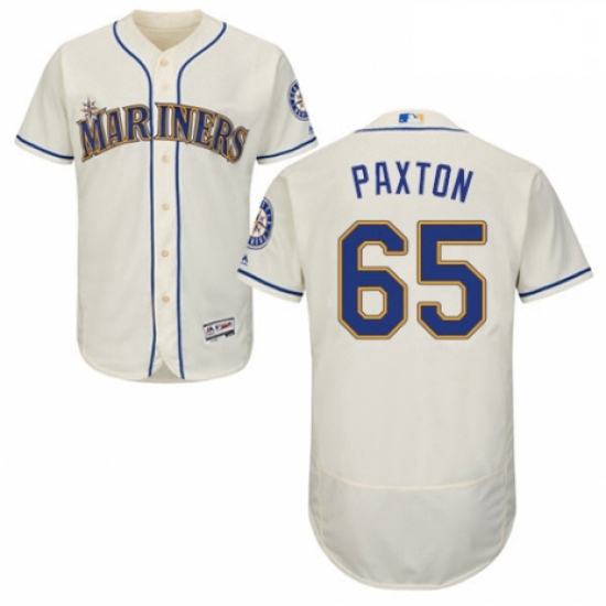 Mens Majestic Seattle Mariners 65 James Paxton Cream Alternate Flex Base Authentic Collection MLB Je