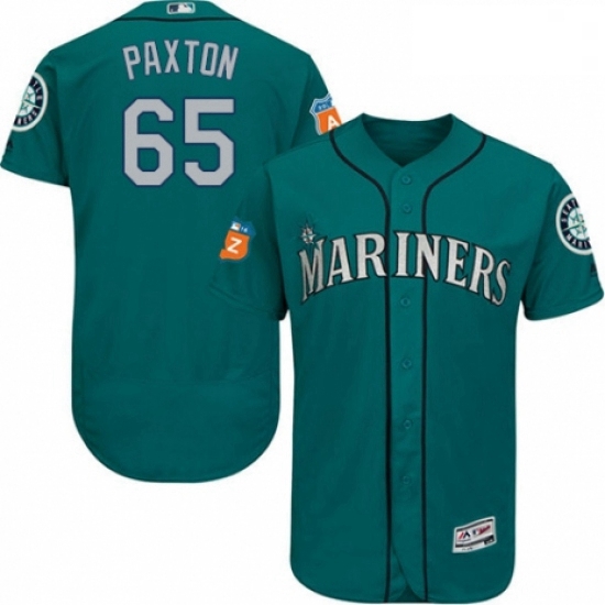 Mens Majestic Seattle Mariners 65 James Paxton Teal Green Alternate Flex Base Authentic Collection M