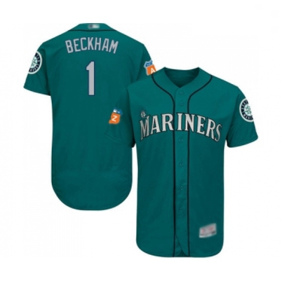 Mens Seattle Mariners 1 Tim Beckham Teal Green Alternate Flex Base Authentic Collection Baseball Jer