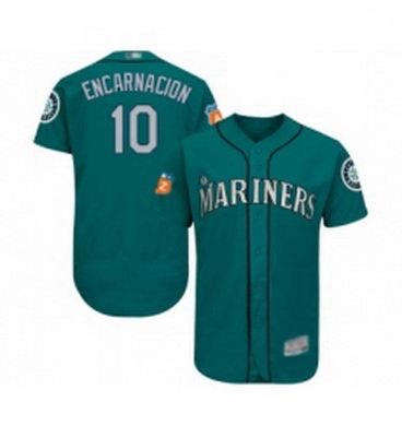 Mens Seattle Mariners 10 Edwin Encarnacion Teal Green Alternate Flex Base Authentic Collection MLB J