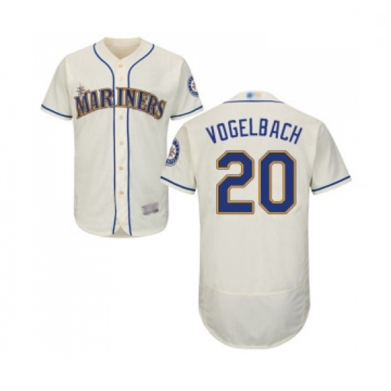 Mens Seattle Mariners 20 Dan Vogelbach Cream Alternate Flex Base Authentic Collection Baseball Jerse