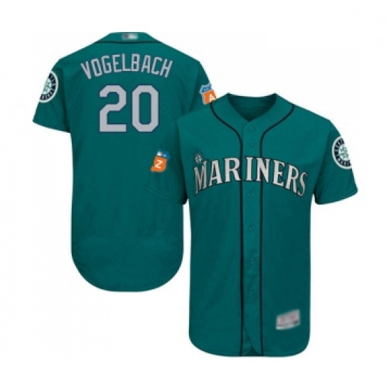 Mens Seattle Mariners 20 Dan Vogelbach Teal Green Alternate Flex Base Authentic Collection Baseball 