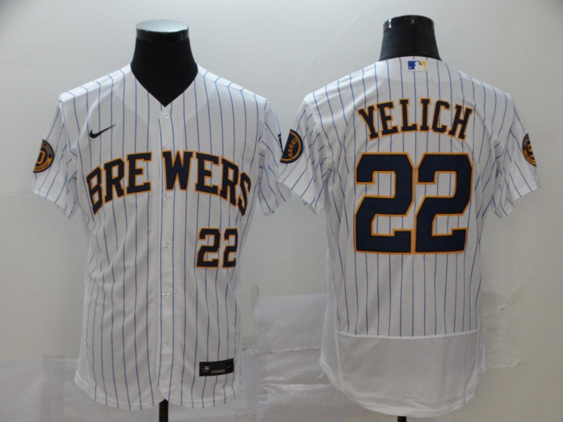 Brewers 22 Christian Yelich White Nike 2020 Flexbase Jersey 2