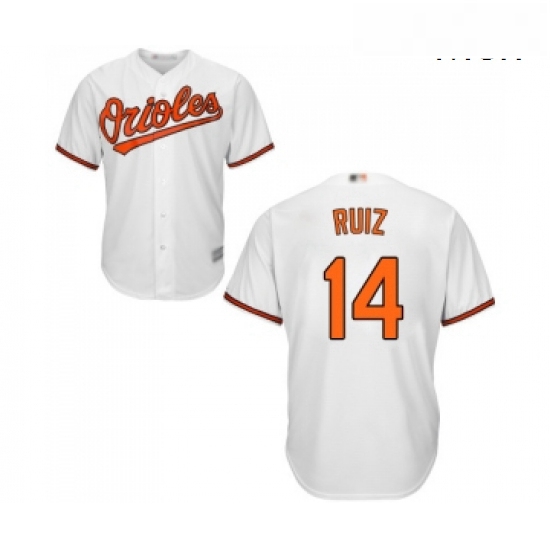 Mens Baltimore Orioles 14 Rio Ruiz Replica White Home Cool Base Baseball Jersey