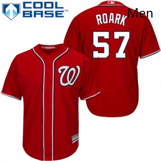 Mens Majestic Washington Nationals 57 Tanner Roark Replica Red Alternate 1 Cool Base MLB Jersey