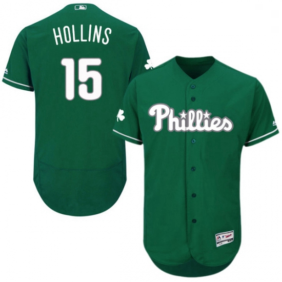 Mens Majestic Philadelphia Phillies 15 Dave Hollins Green Celtic