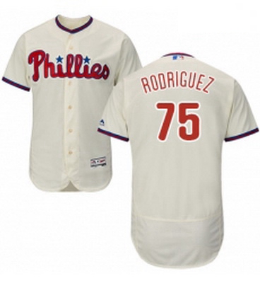 Mens Majestic Philadelphia Phillies 75 Francisco Rodriguez Cream Alternate Flex Base Authentic Colle